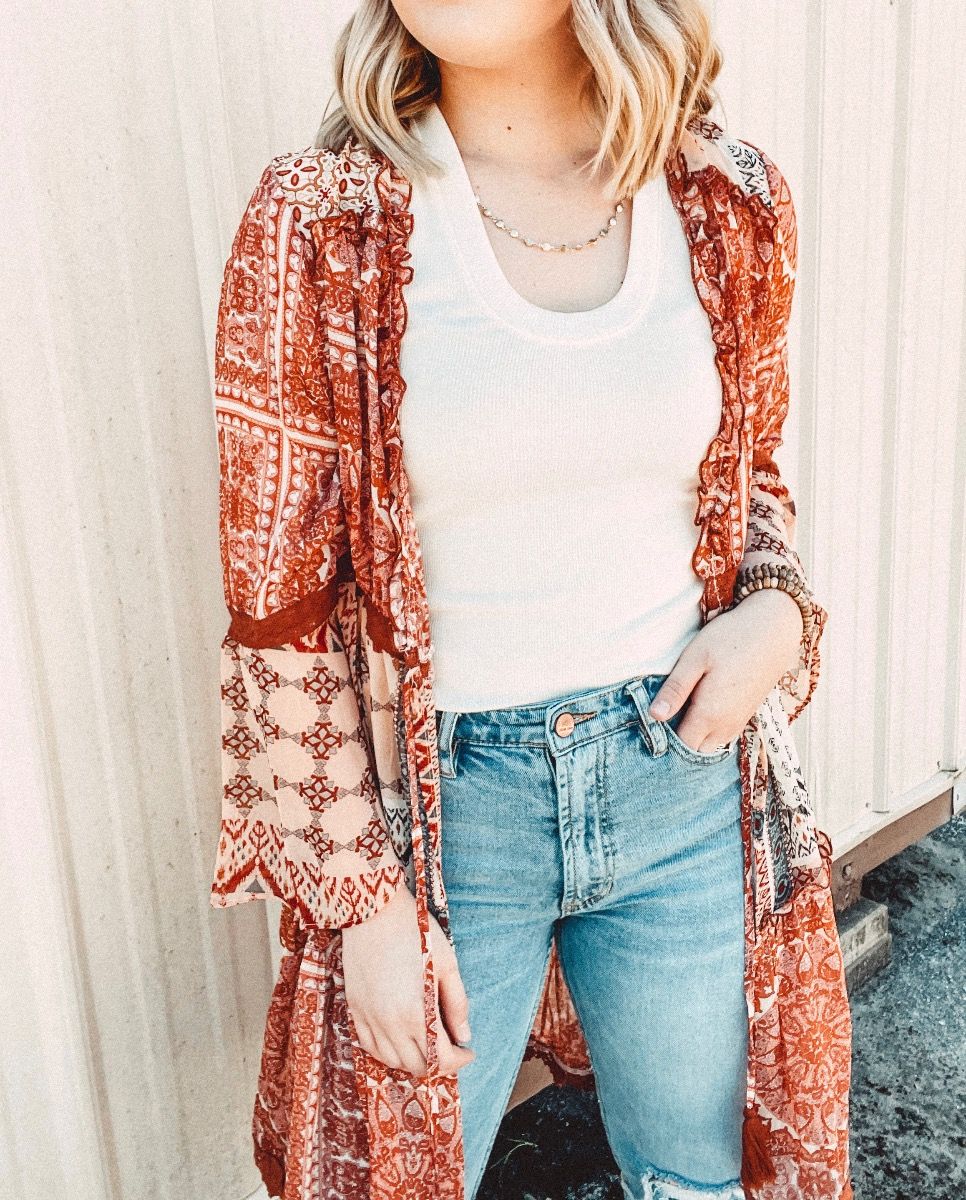 Miss Me Paisley Woven Print Kimono