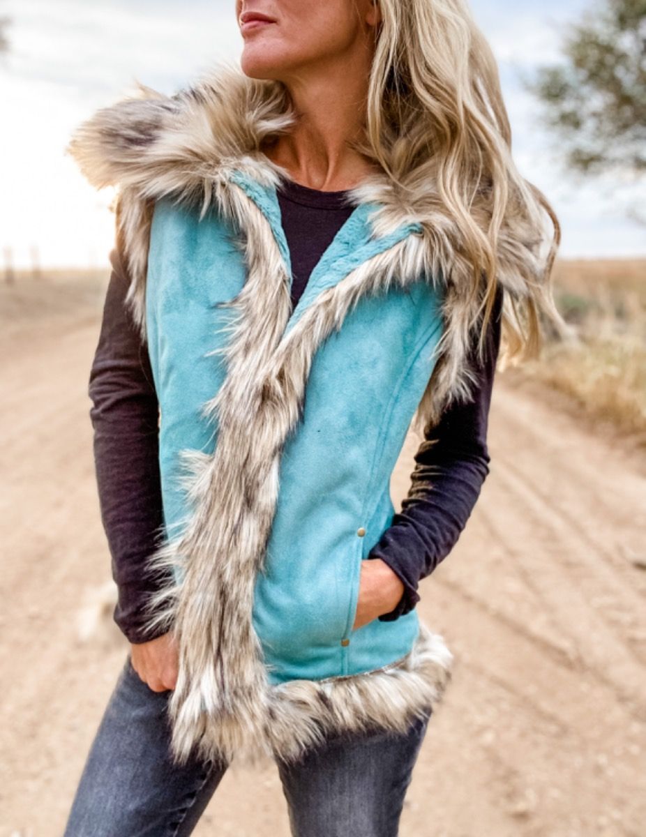 Tasha Polizzi Luxe Vest in Turquoise 341603