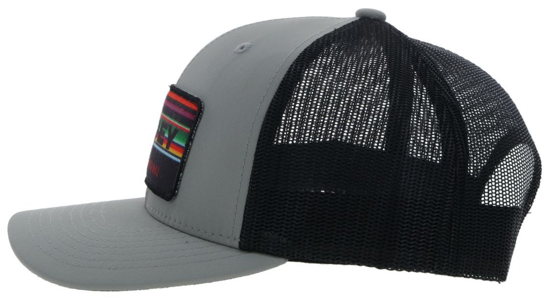 Horizon Cap in Grey and Black by Hooey with Multi Colored Serape Patch