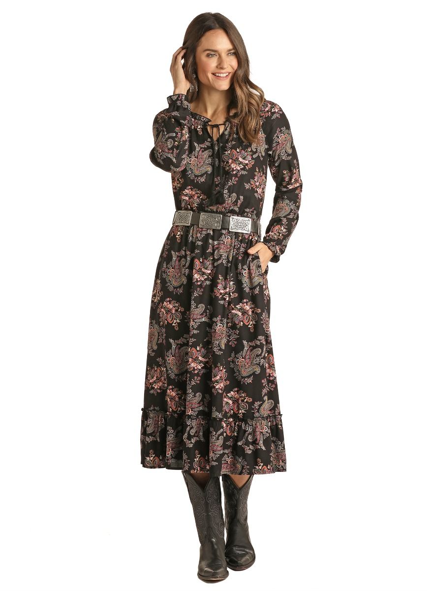 Paisley Print Midi Dress by Rock and Roll Cowgirl 25D1886
