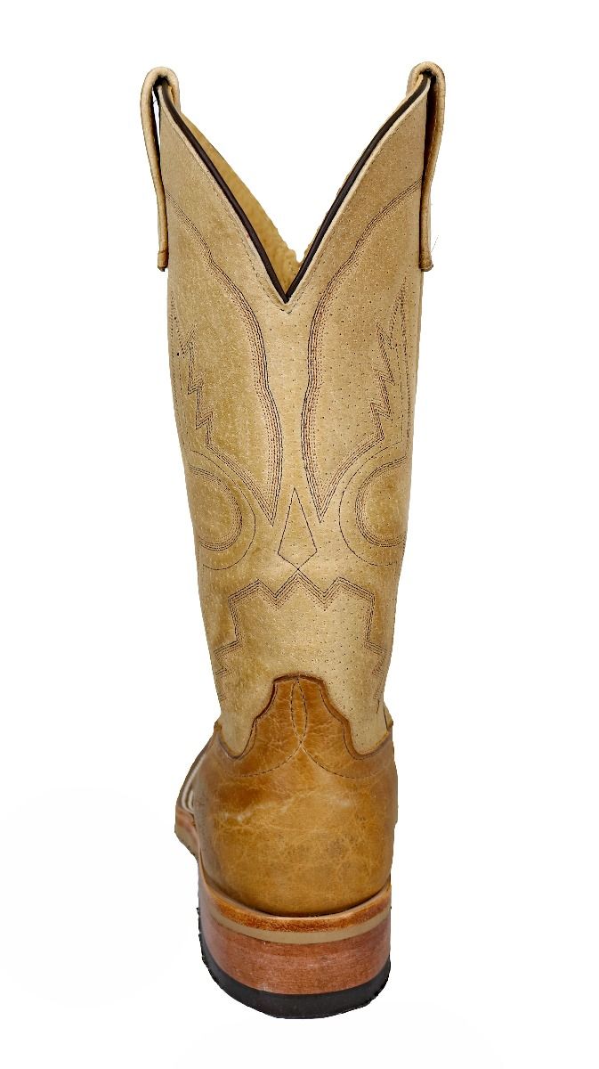 Anderson Bean Men's Square Toe Natural Brahma Bison Tan Sinsation Crepe Sole Boots