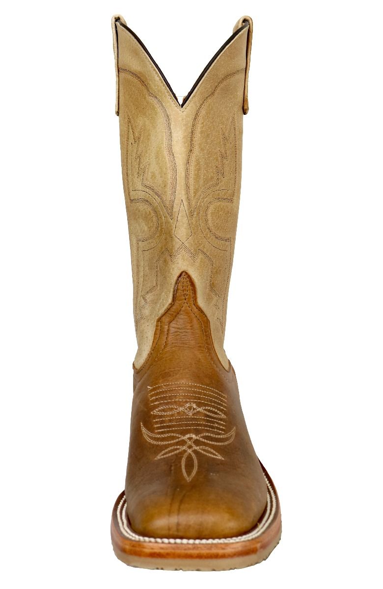 Anderson Bean Men's Square Toe Natural Brahma Bison Tan Sinsation Crepe Sole Boots
