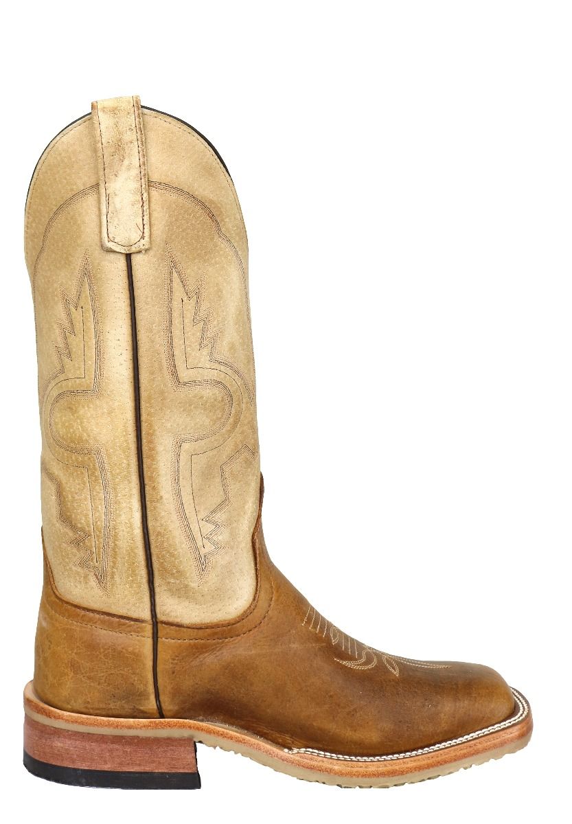 Anderson Bean Men's Square Toe Natural Brahma Bison Tan Sinsation Crepe Sole Boots