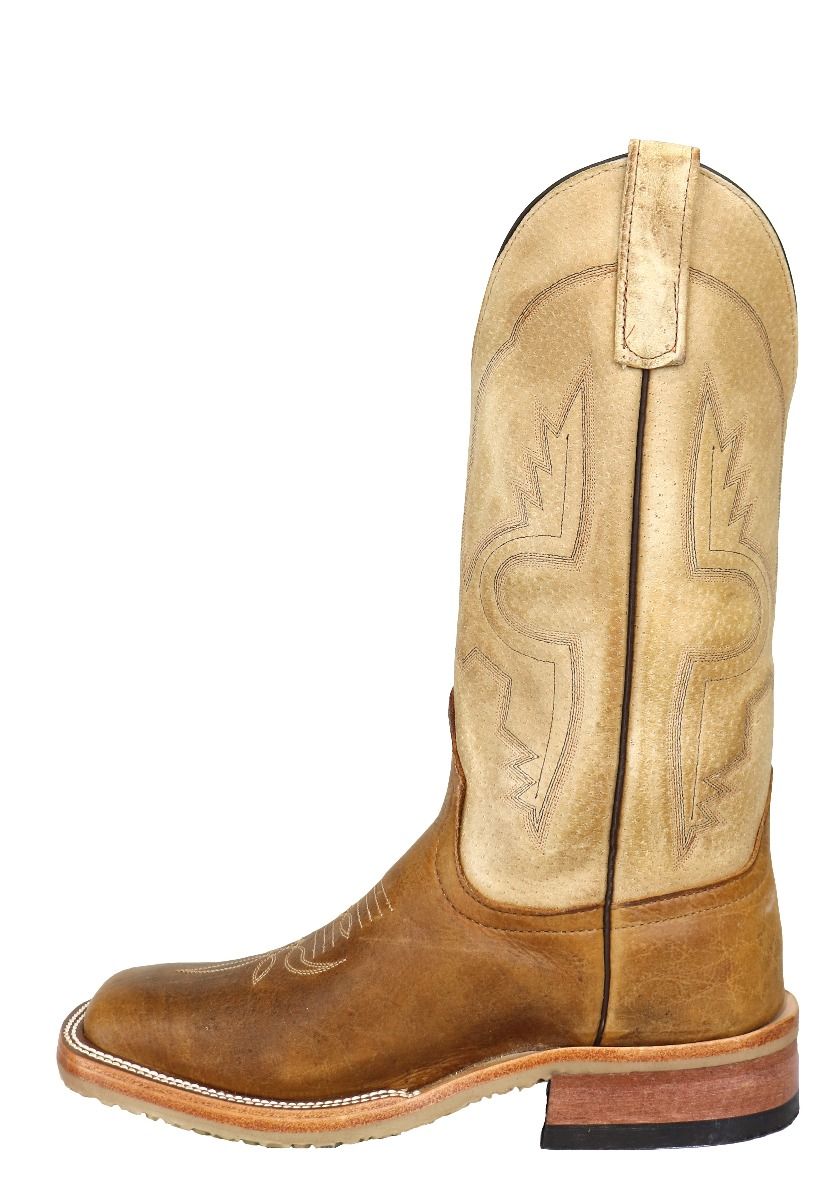 Anderson Bean Men's Square Toe Natural Brahma Bison Tan Sinsation Crepe Sole Boots