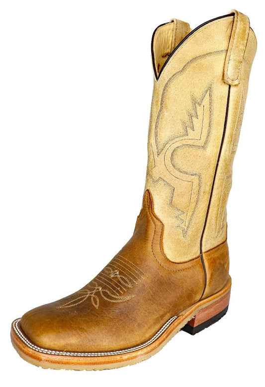 Anderson Bean Men's Square Toe Natural Brahma Bison Tan Sinsation Crepe Sole Boots