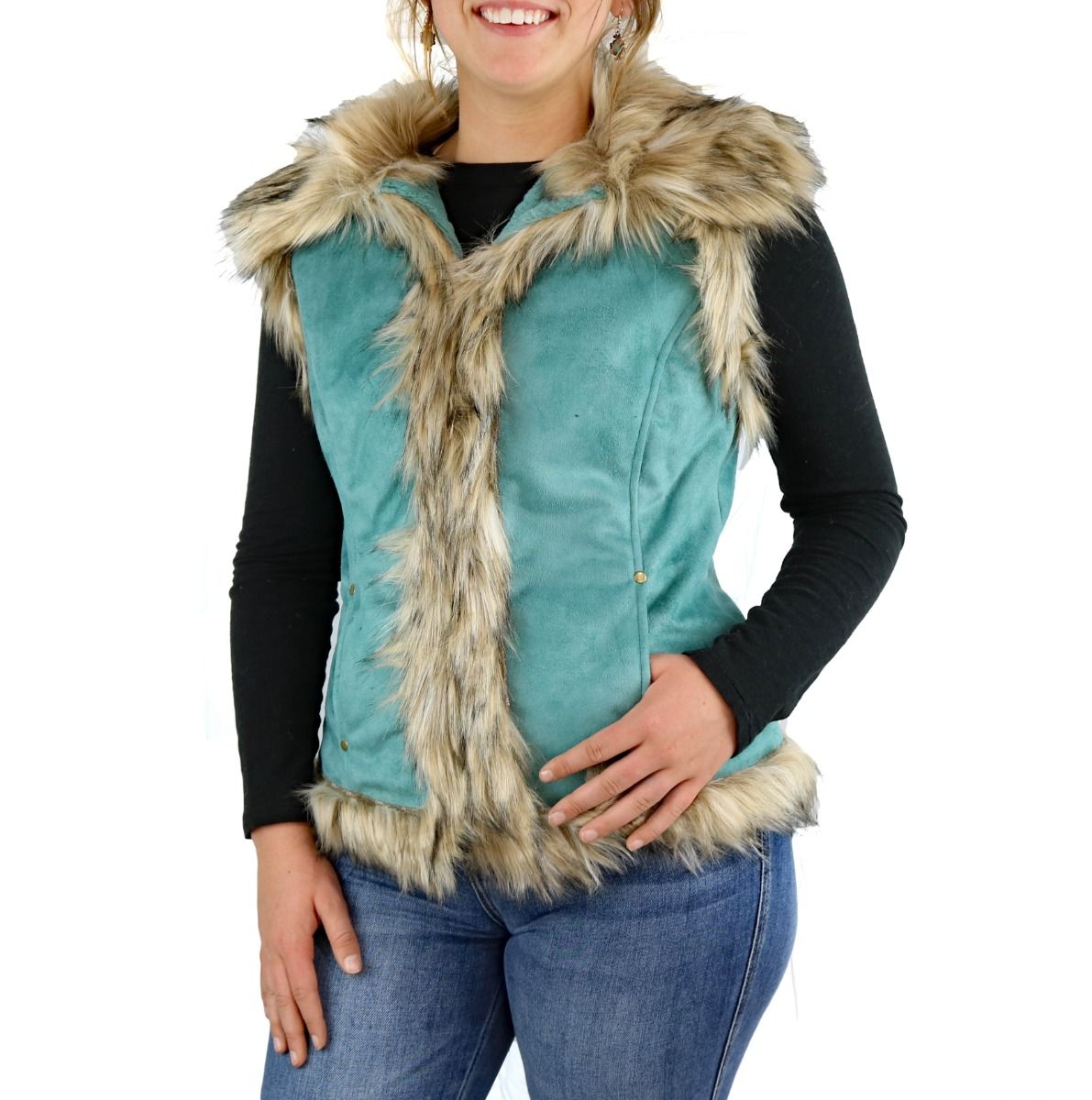 Tasha Polizzi Luxe Vest in Turquoise 341603