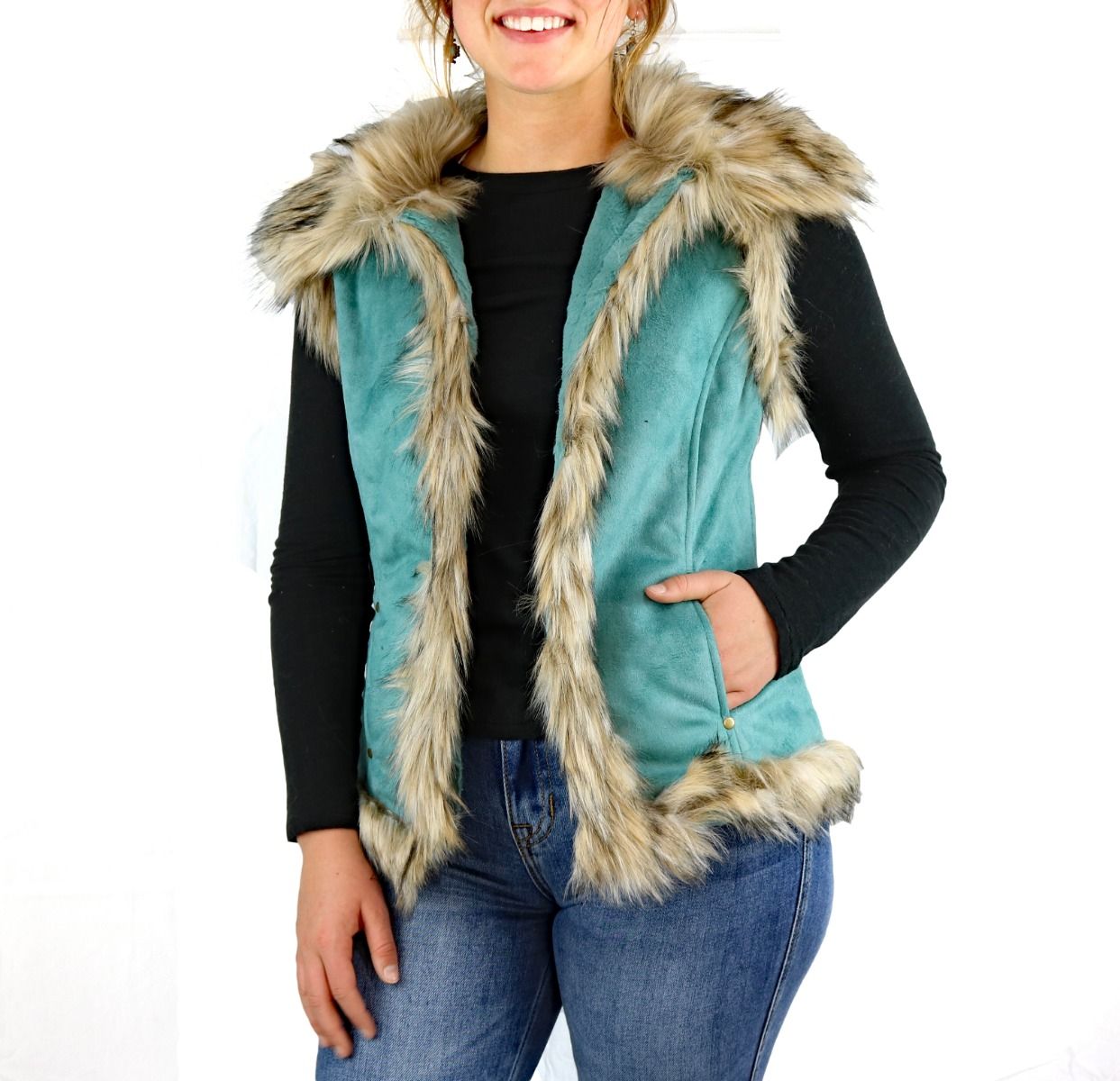 Tasha Polizzi Luxe Vest in Turquoise 341603