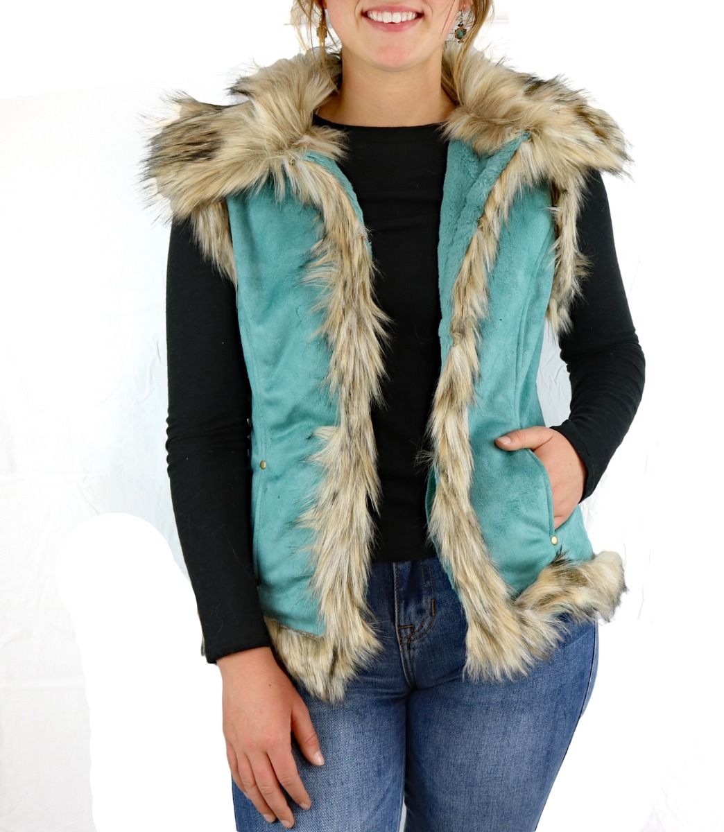 Tasha Polizzi Luxe Vest in Turquoise 341603