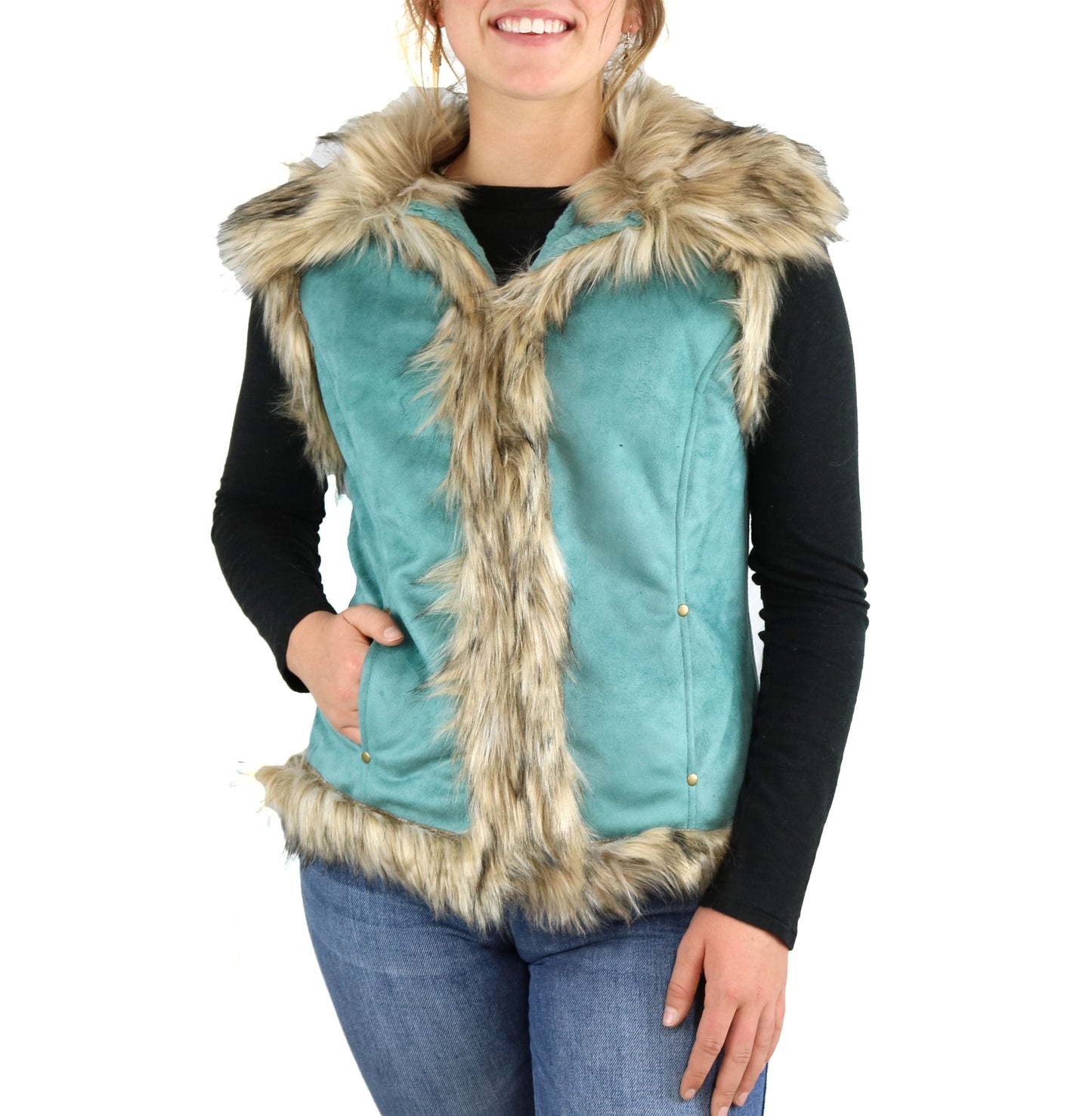 Tasha Polizzi Luxe Vest in Turquoise 341603