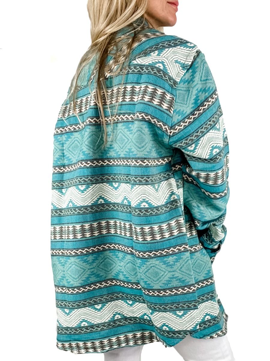 Men's Woven Cotton Turquoise Lodge Blanket Shirt