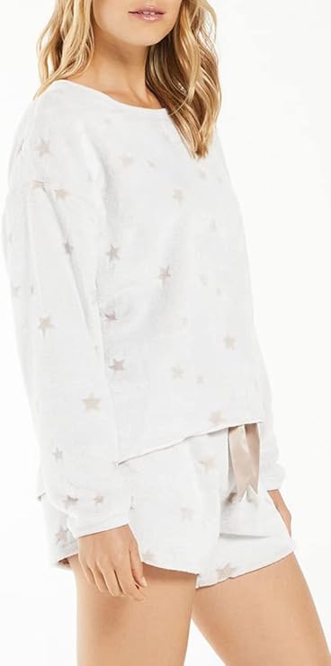Z SUPPLY Ladies Frosted Plush Star Long Sleeve Top Zlt214394