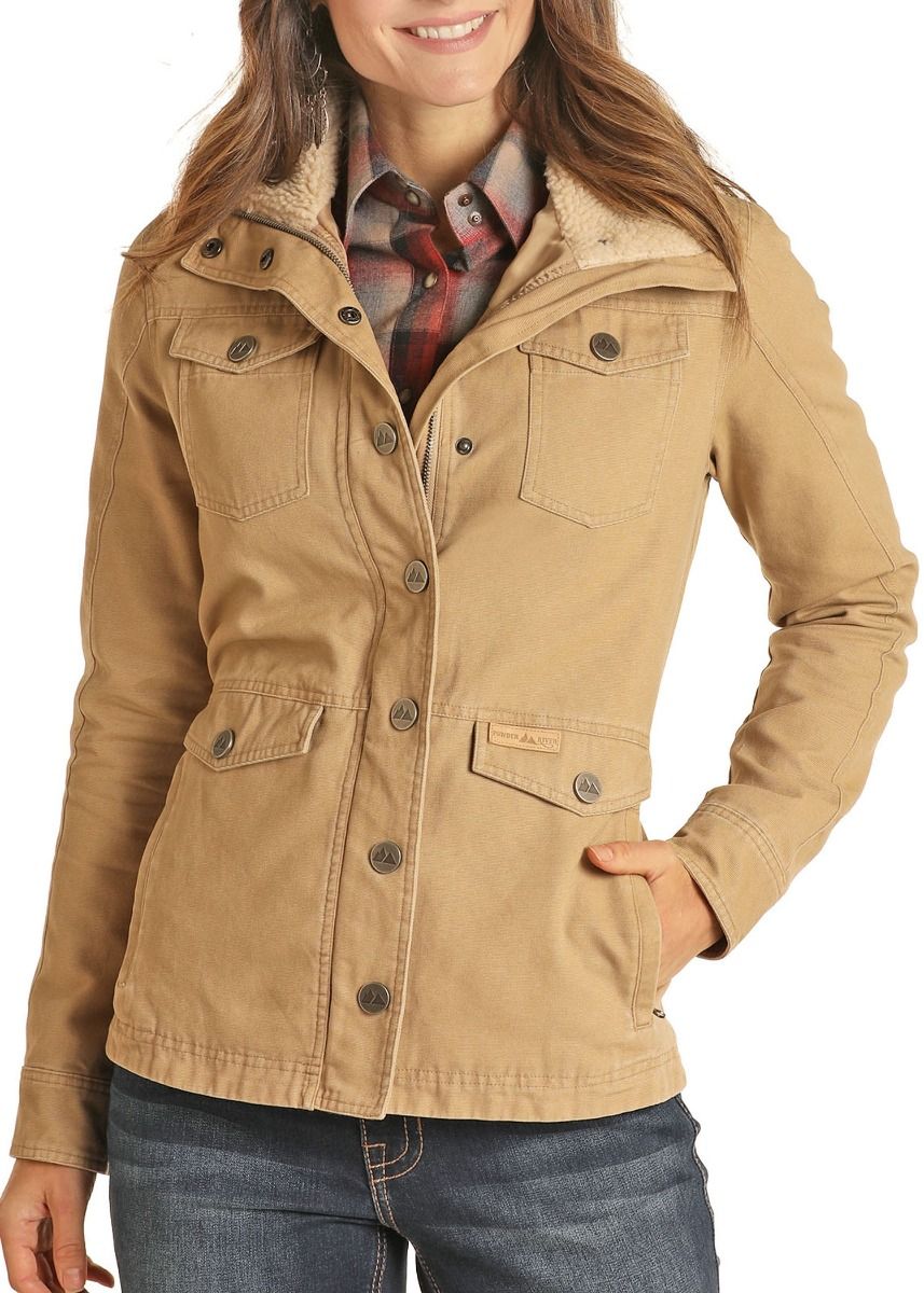Ladies Brushed Cotton Canvas Performance Rancher Jacket In Tan 52-1029