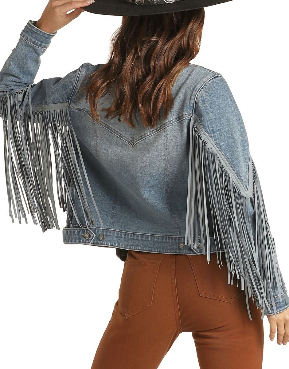 Cropped Fringe Denim Jacket 52-1708