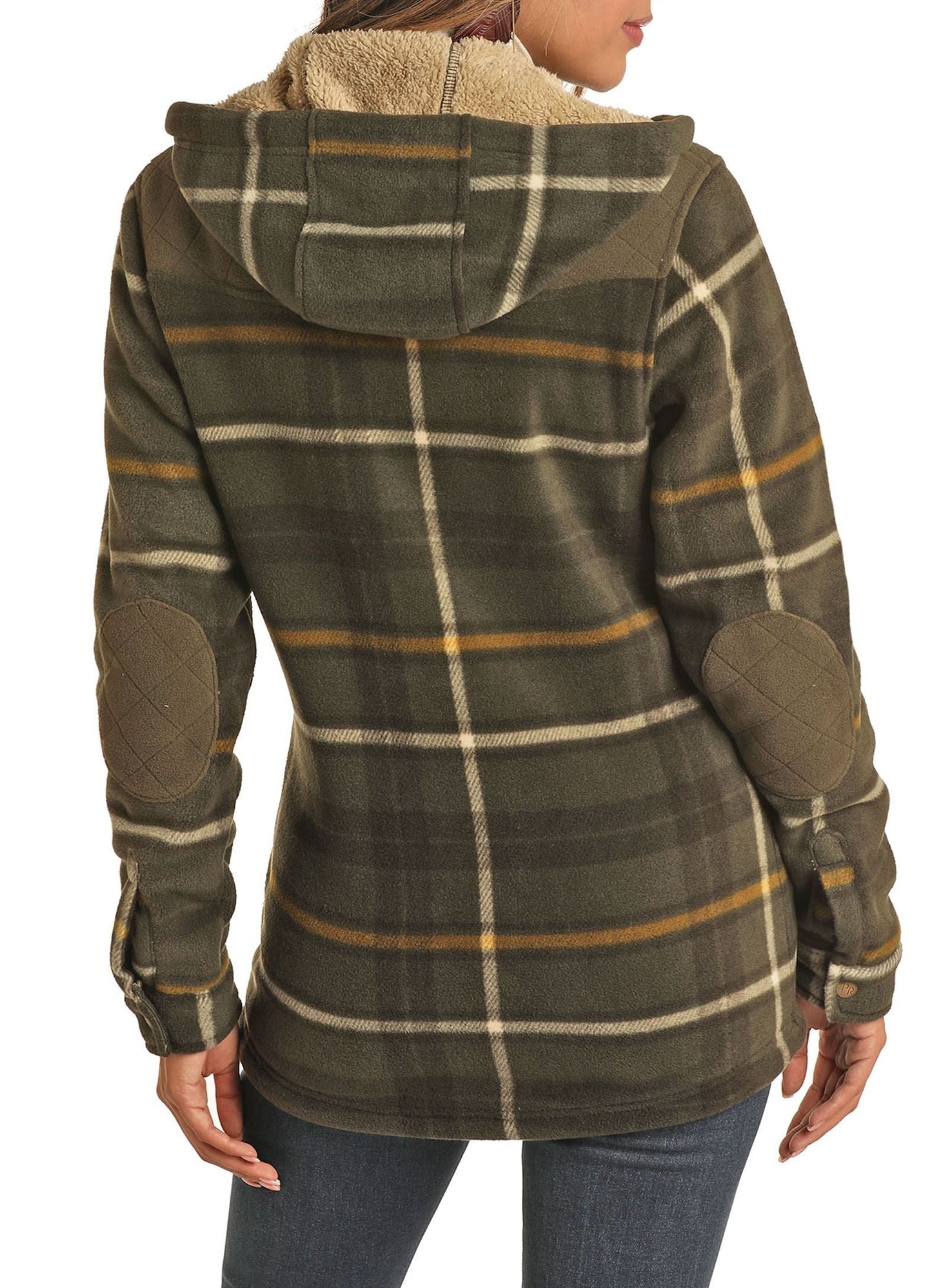 Powder River Women's Green Plaid Fleece Lined Hooded Jacket