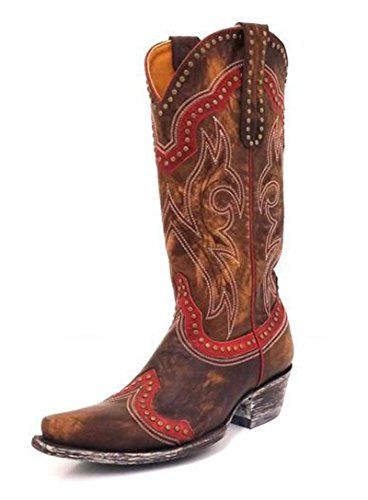Old Gringo Victorya Vesuvio Bone and Red Boots Size 9.5