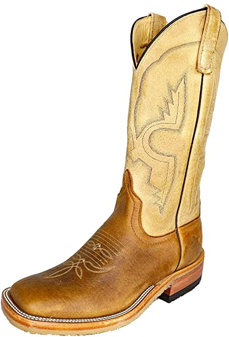 Anderson Bean Men's Square Toe Natural Brahma Bison Tan Sinsation Crepe Sole Boots