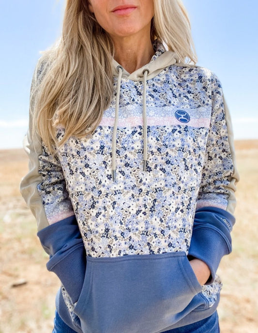 Hooey Ditzy Ladies Green And Blue Floral Print Hoody HH1199GRBL