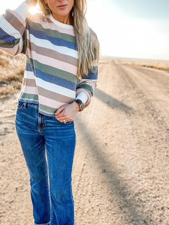 Ladies Sedona Stripe Long Sleeve Zlt214404