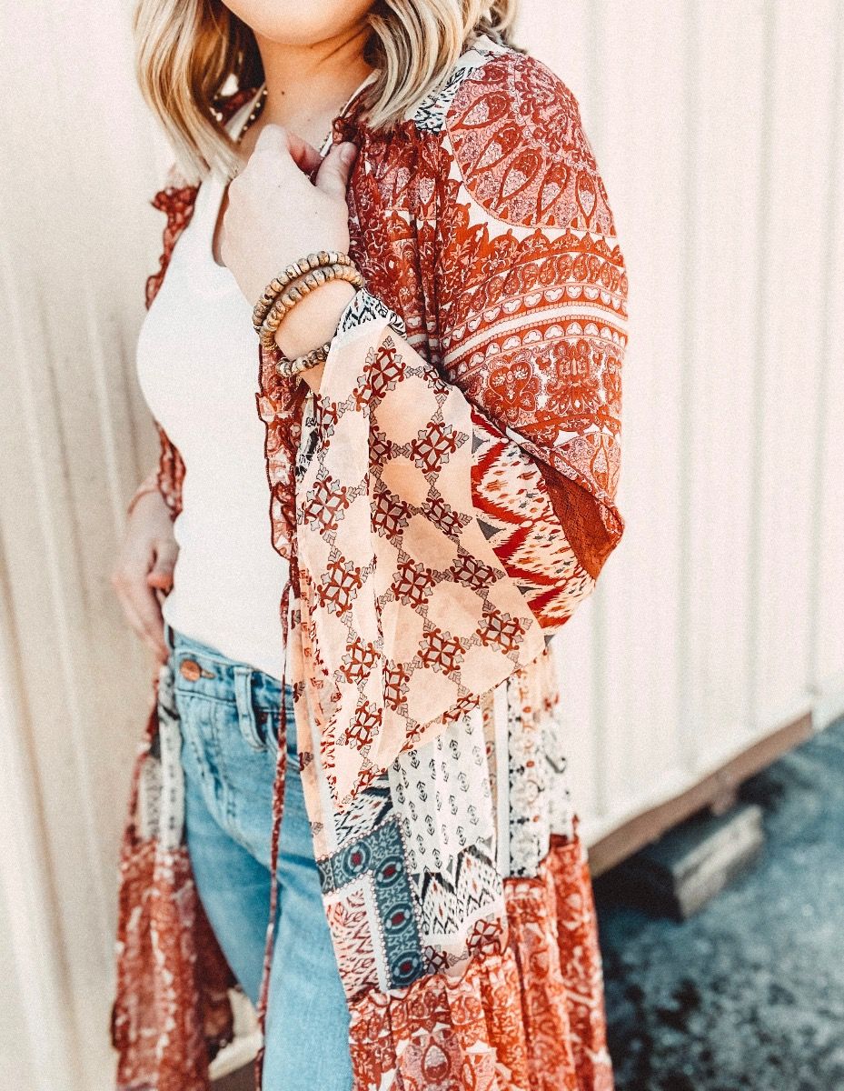 Miss Me Paisley Woven Print Kimono