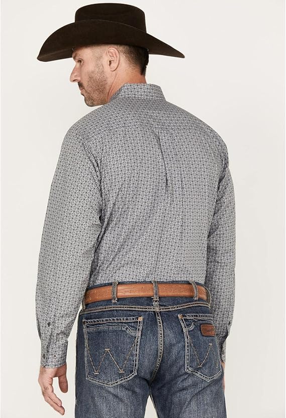 Cinch Men's Geometric Print Button Down Western Shirt In Gray