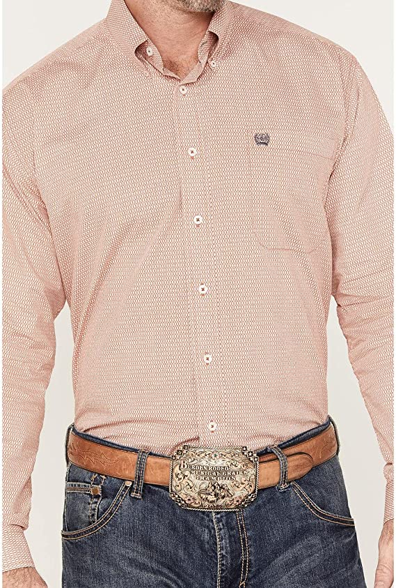 Cinch Men's Geo Print Button Down Long Sleeve Western Shirt In Orange