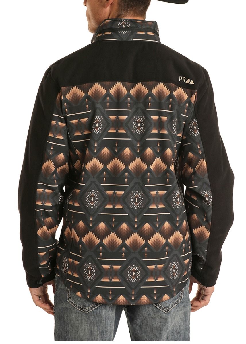Men's Black Printed Aztec Soft Shell Jacket by Powder River 92-1049