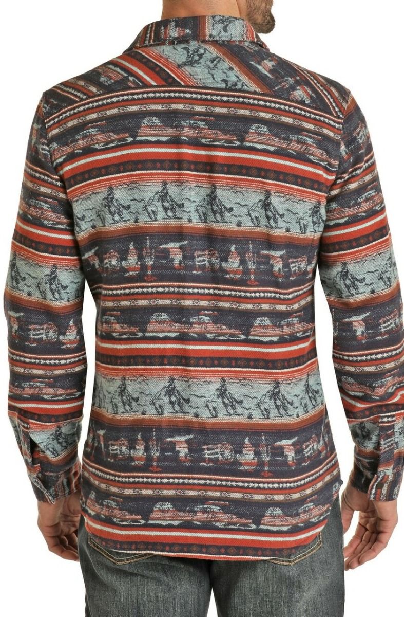 Brushed Twill Aztec Shirt Jacket By Rock And Roll Denim 92-1113