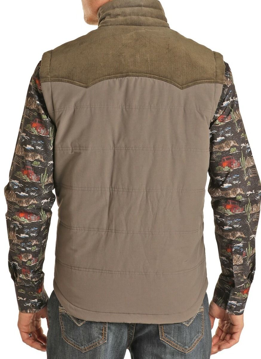 Men's Vintage 46 Corduroy Quilted Performance Vest In Charcoal 98-1109