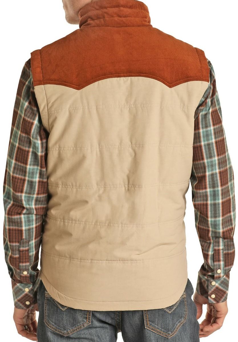 Men's Vintage 46 Corduroy Quilted Performance Vest In Tan 98-1110