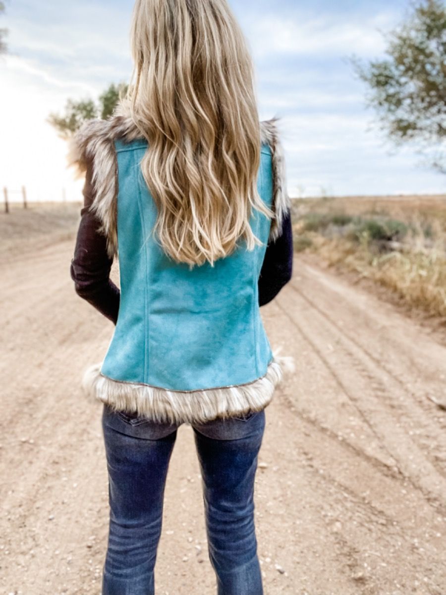 Tasha Polizzi Luxe Vest in Turquoise 341603