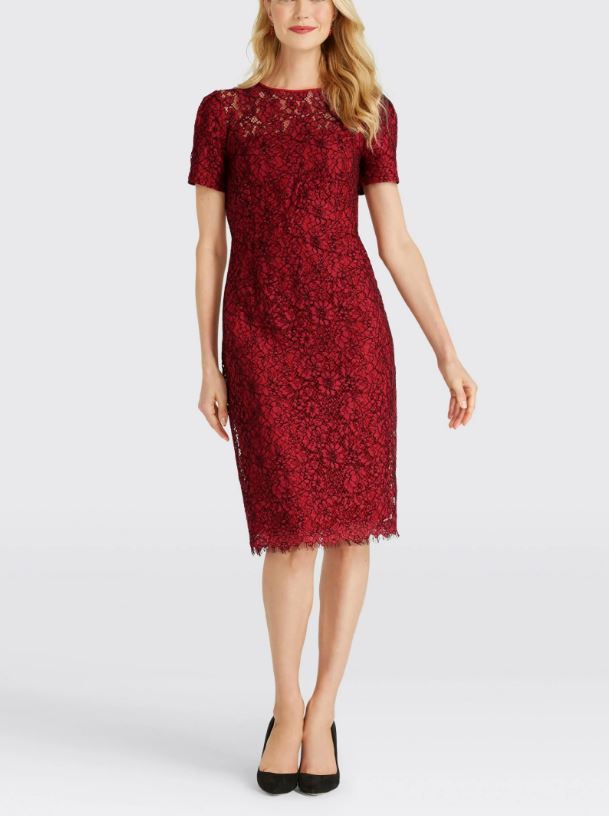 Draper James Collection Red Lace Sheath Dress