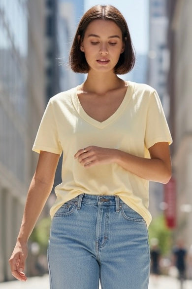 Elara Cotton Jersey Top in Pineapple