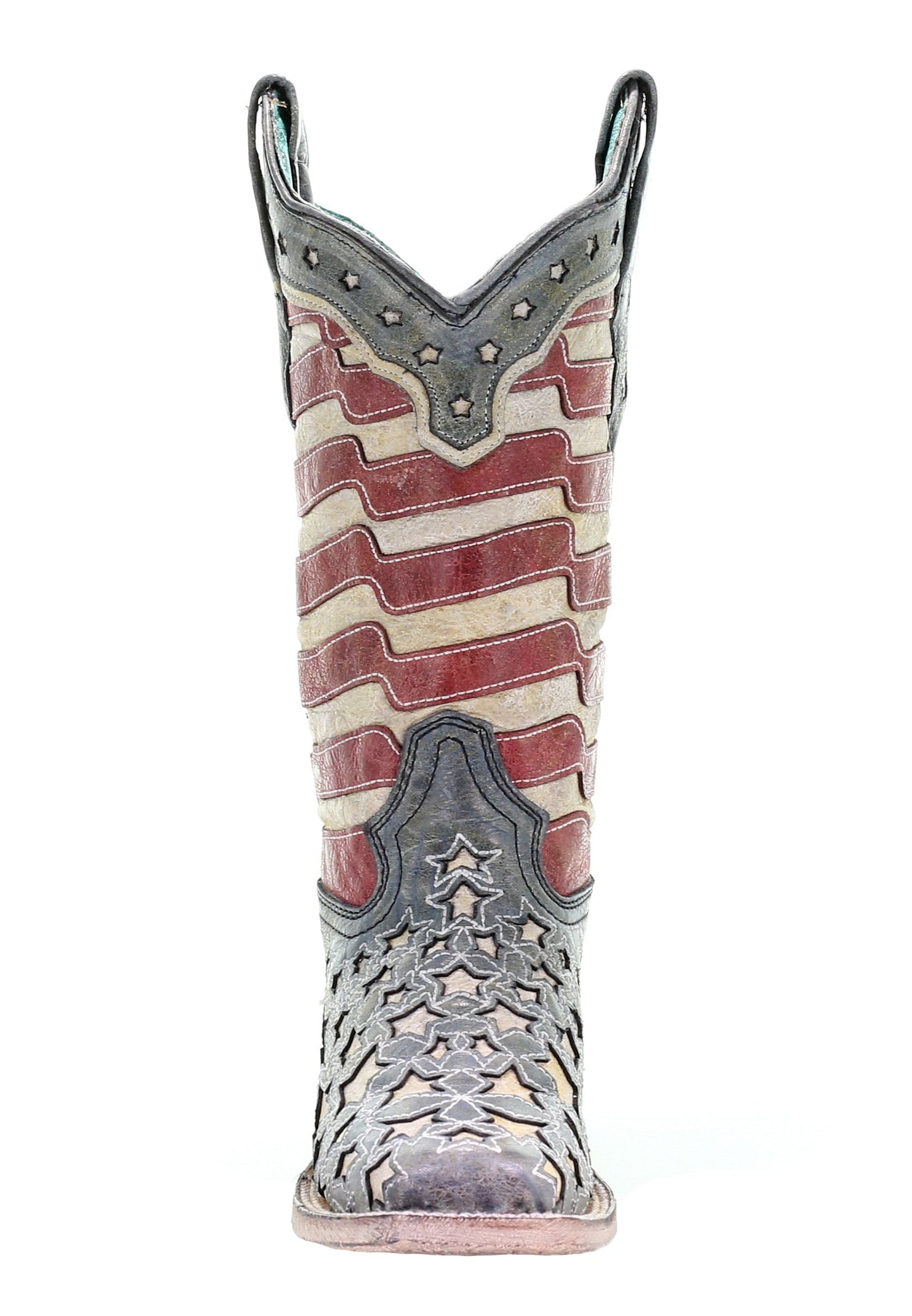 Corral Blue Jean Stripes and Stars Inlay Square Toe Boots