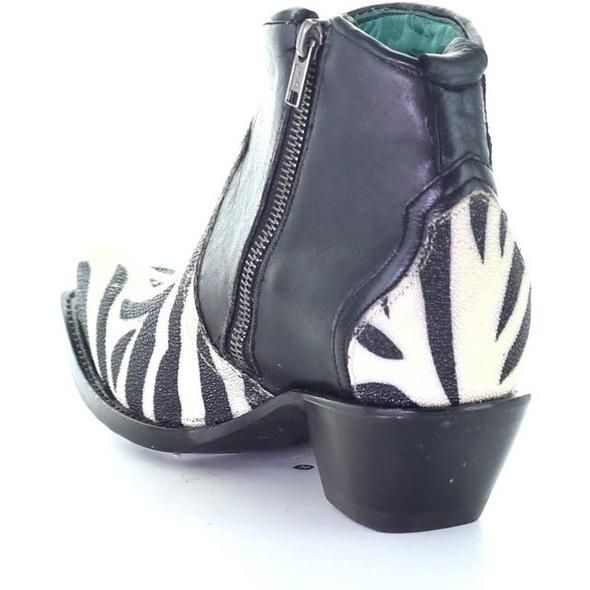 Corral Stingray Zebra Print Fringe Bootie