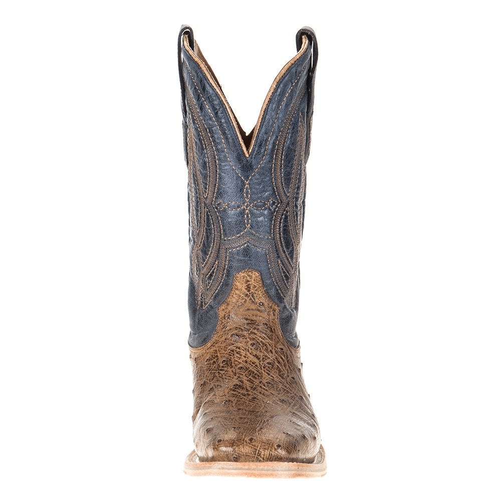 Men's Orix And Navy Blue Ostrich Embroidery Square Toe By Corral A4052