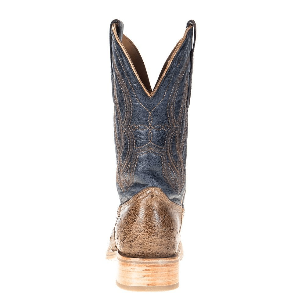 Men's Orix And Navy Blue Ostrich Embroidery Square Toe By Corral A4052