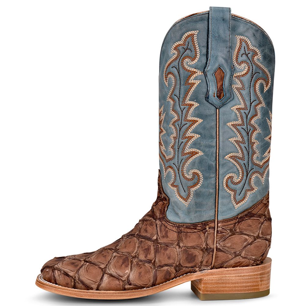 Corral Ladie's Brown And Blue Fish Embroidery Boots A4205