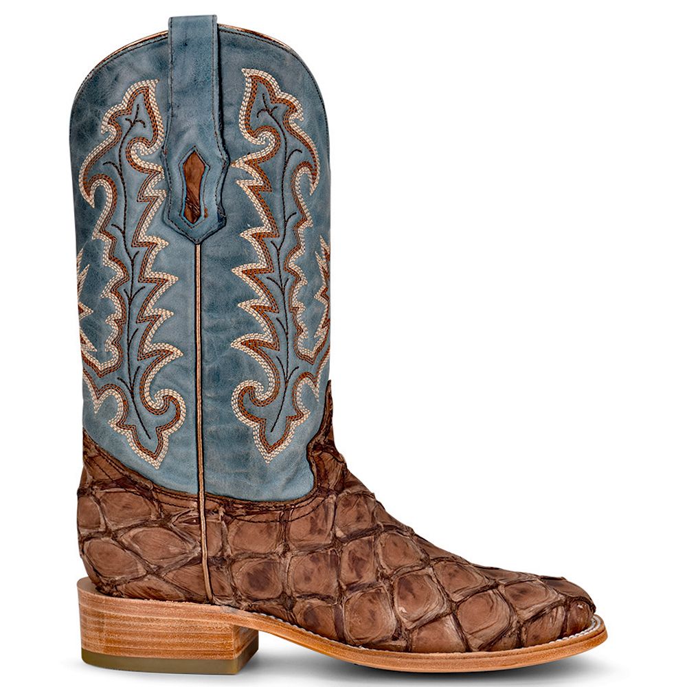 Corral Ladie's Brown And Blue Fish Embroidery Boots A4205