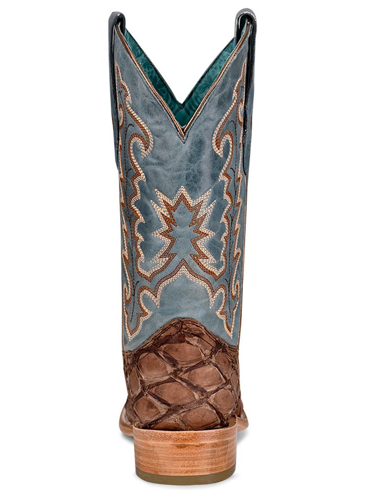 Corral Ladie's Brown And Blue Fish Embroidery Boots A4205