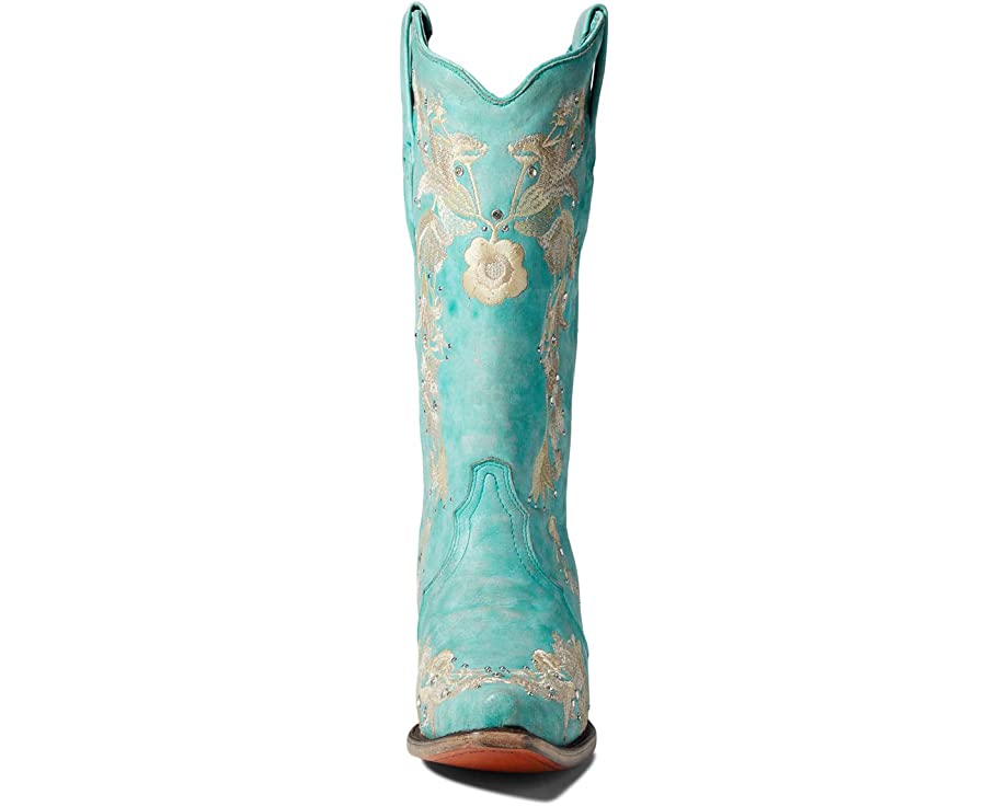 Turquoise Flower Embroidery Crystal Studs A4239