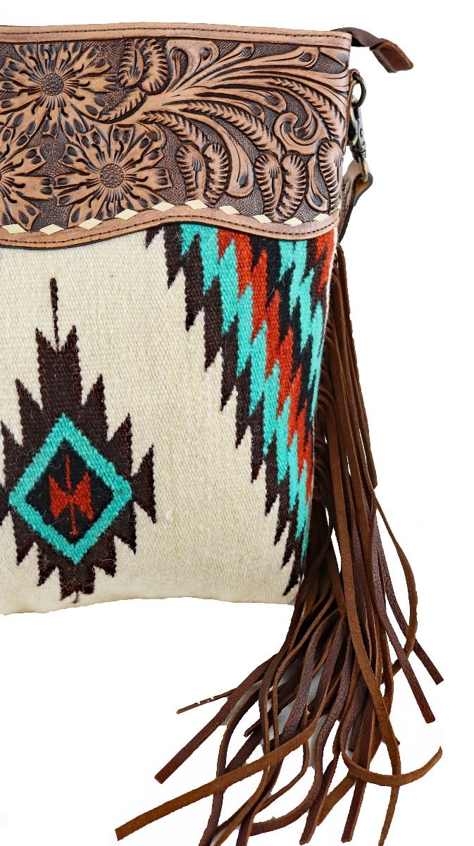 American Darling Aztec And Fringe Crossbody In Rust ADBG510AC