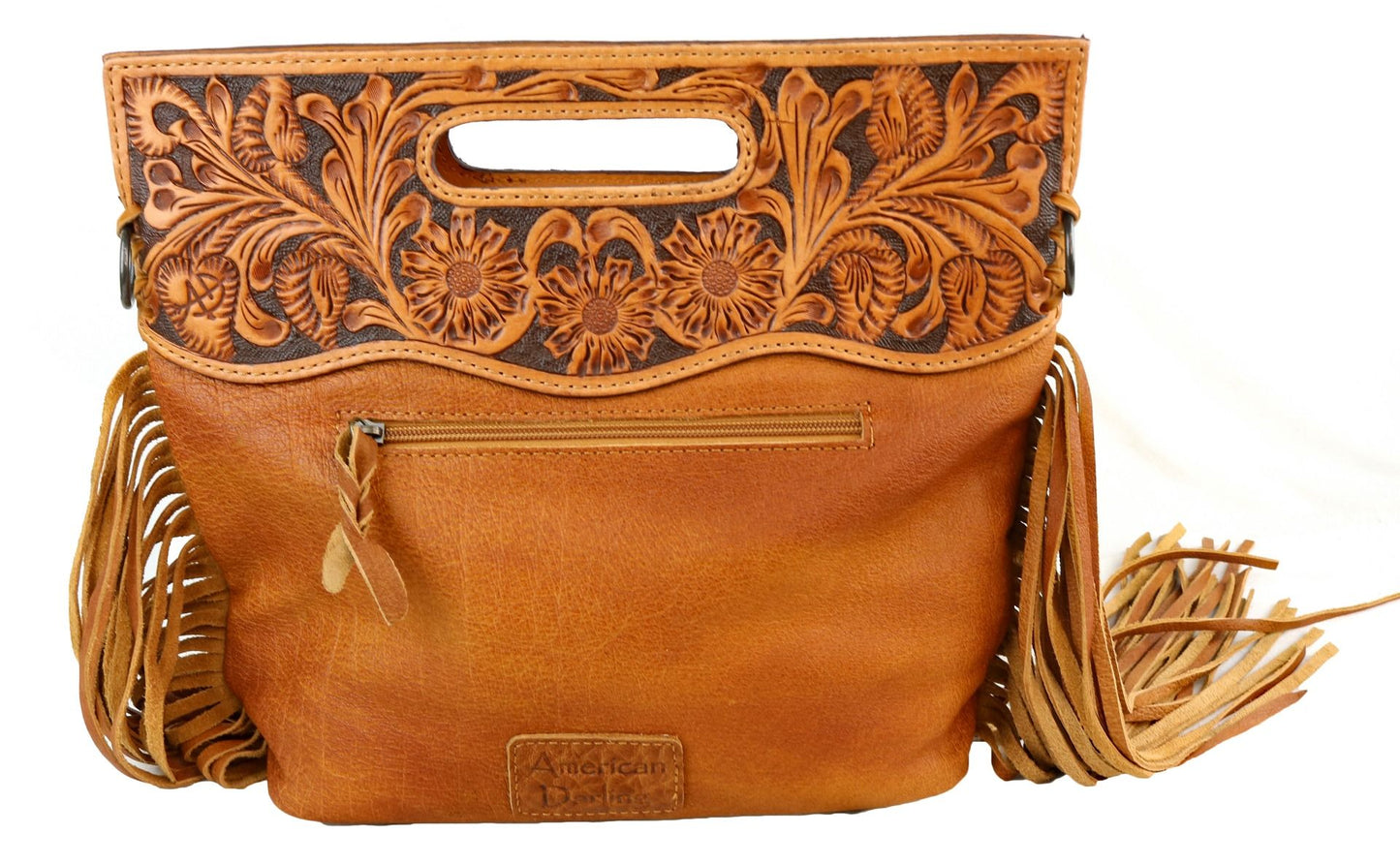 American Darling Leather and Hair Fringe Crossbody ADBGS146ACGO