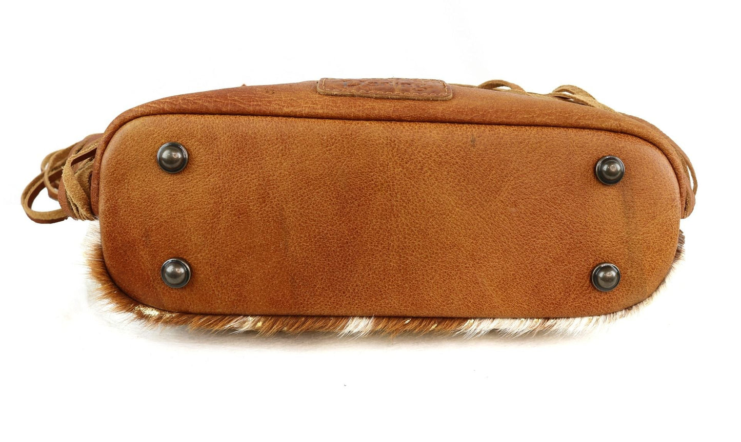 American Darling Leather and Hair Fringe Crossbody ADBGS146ACGO