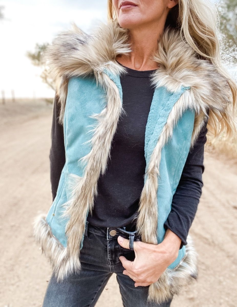 Tasha Polizzi Luxe Vest in Turquoise 341603