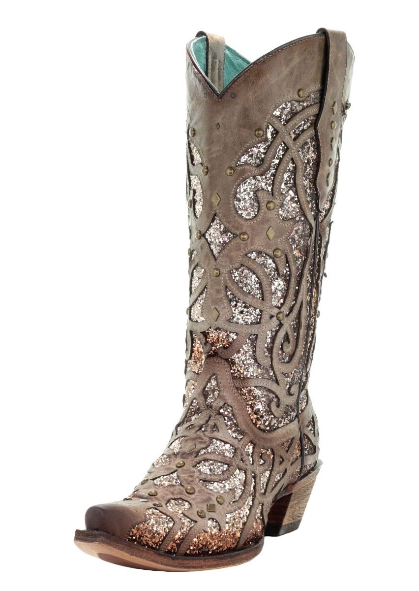 Corral Orix Glitter Inlay and Studs Snip Toe Boots