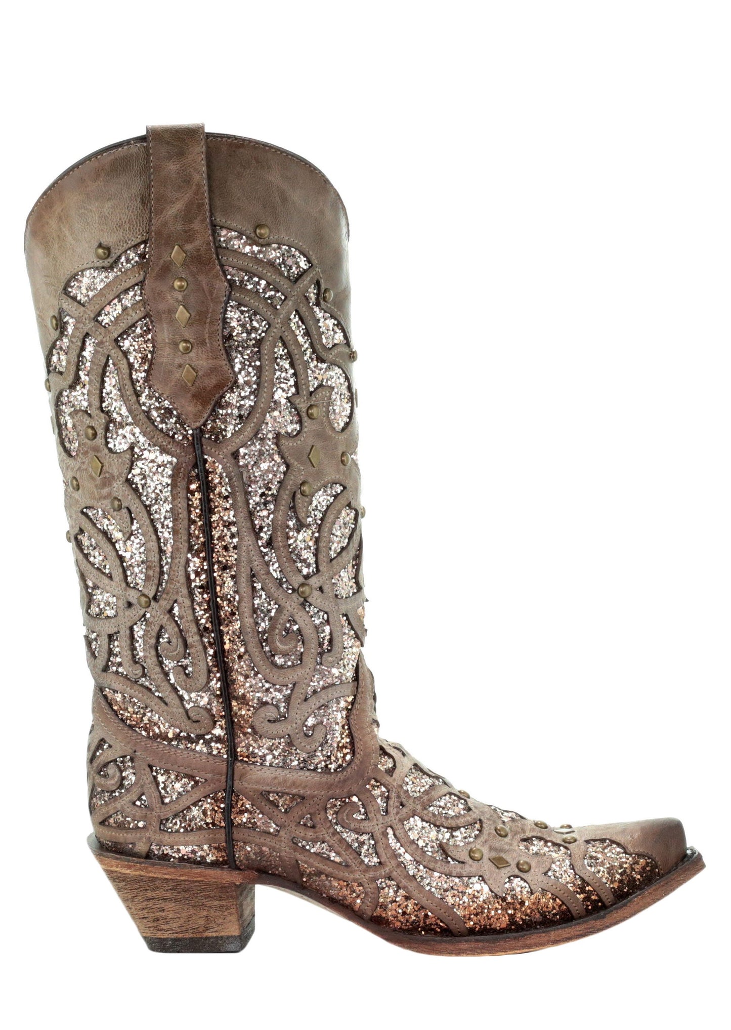 Corral Orix Glitter Inlay and Studs Snip Toe Boots