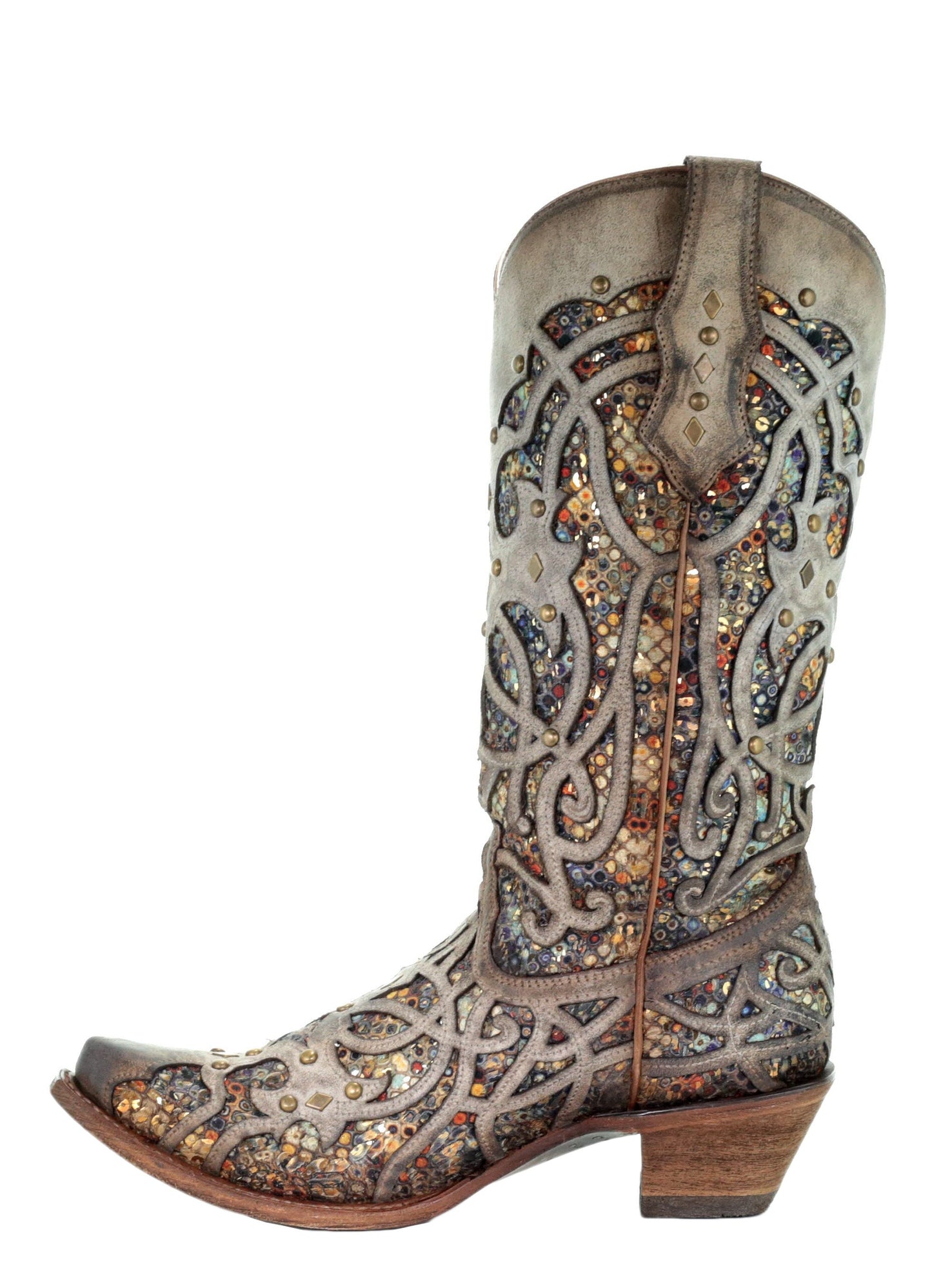 Corral Taupe Multicolor Inlay and Studs Boots