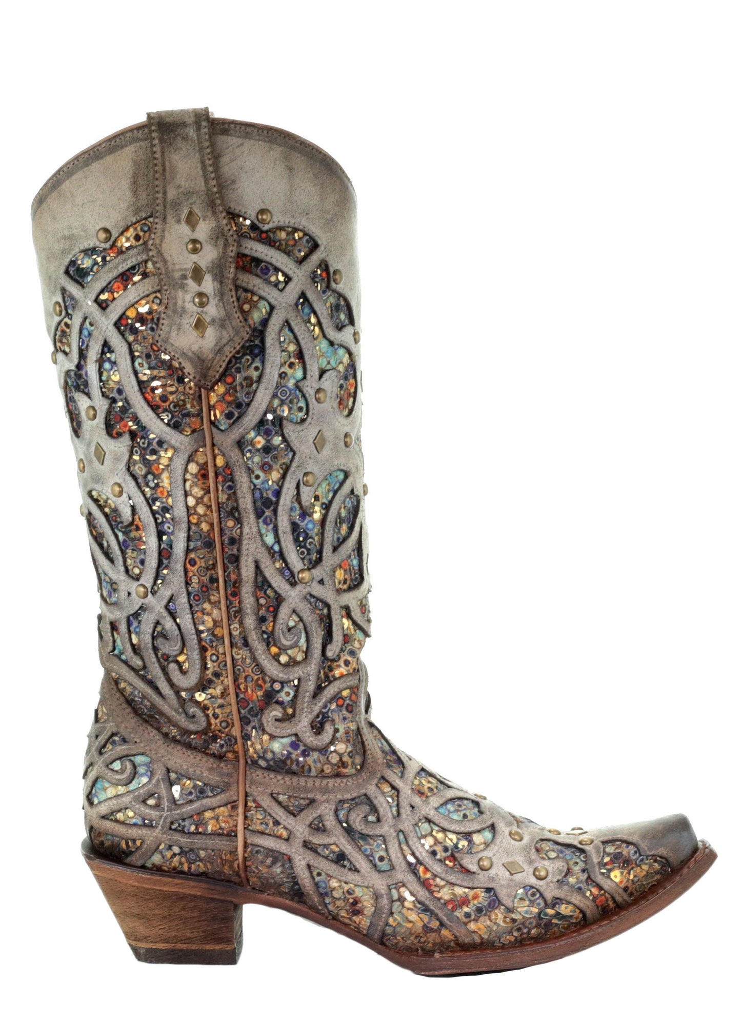 Corral Taupe Multicolor Inlay and Studs Boots
