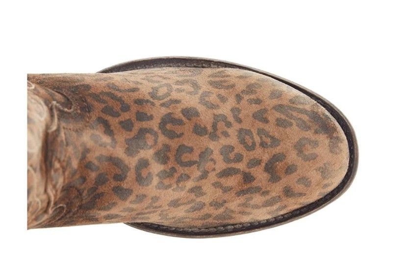 Corral Boot Ladies Sand Leopard Print Embroidery And Studs Tall Top Round C3789