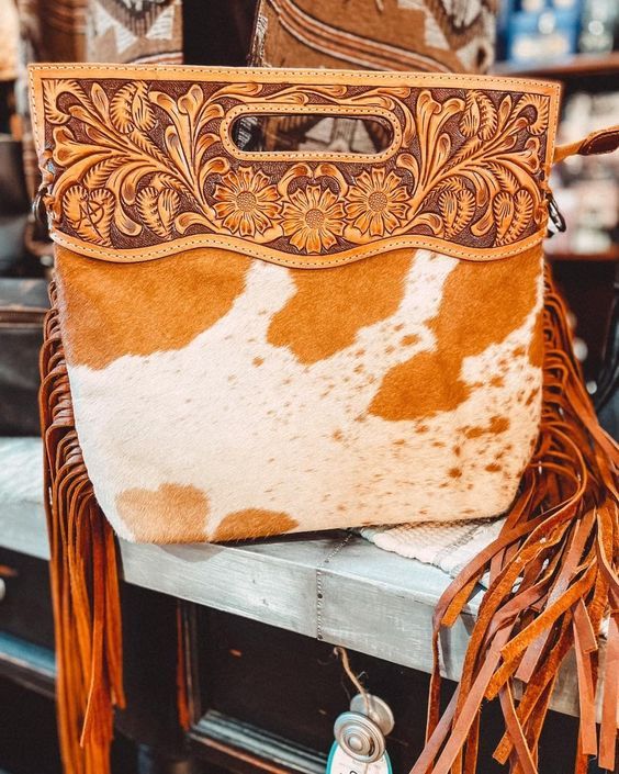 American Darling Leather and Hair Fringe Crossbody ADBGS146ACGO